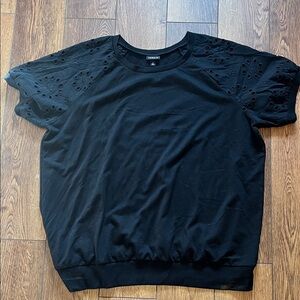 Torrid Black Short Sleeve Shirt with Sleeve Detail 2